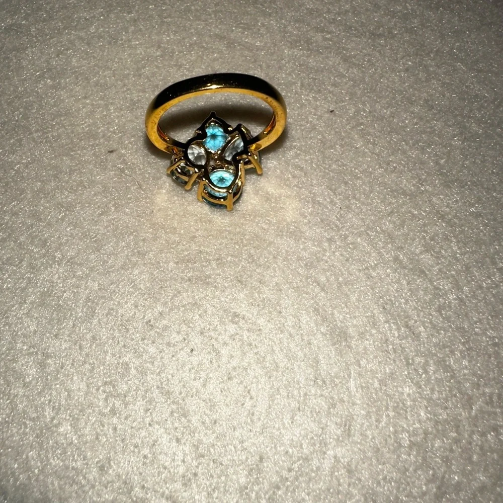 Uniquely set 4 stone Blue Topaz Gemstone Ring